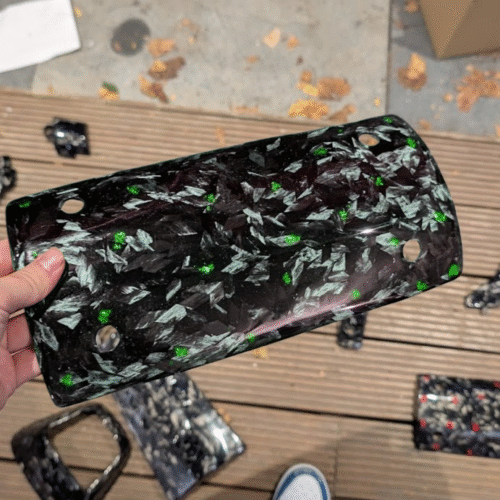 Forged Carbon Groene Flakes Hitteschild SM06 Gilera Runner - 180cc runner/Skipper (1x beschikbaar)